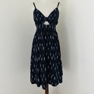 Banana Republic Sun Dress Womens XS P Blue Knotted Front Cut Out Summer Strappy
